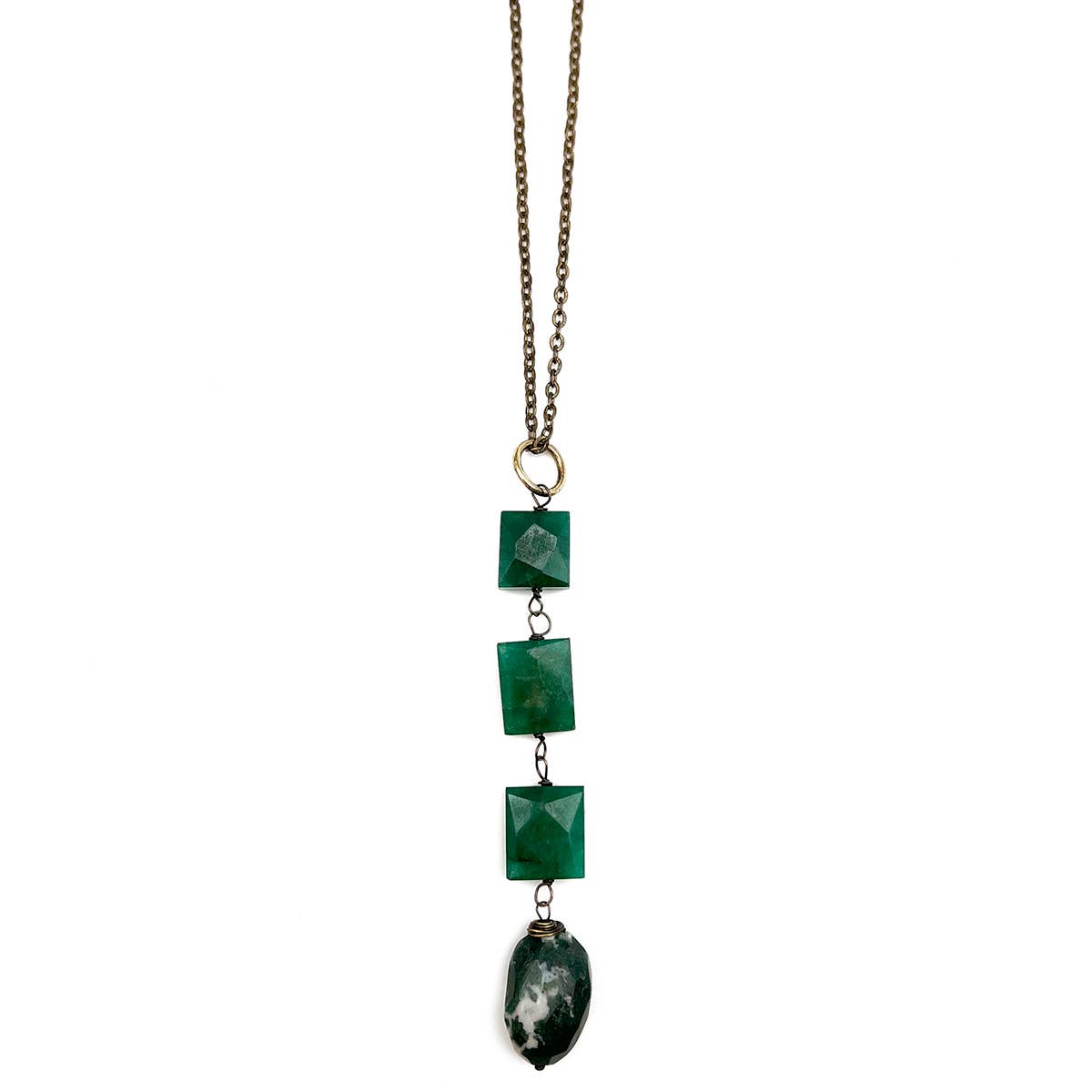 Banjara Cascading Stones Necklace - Aventurine, Tree Agate