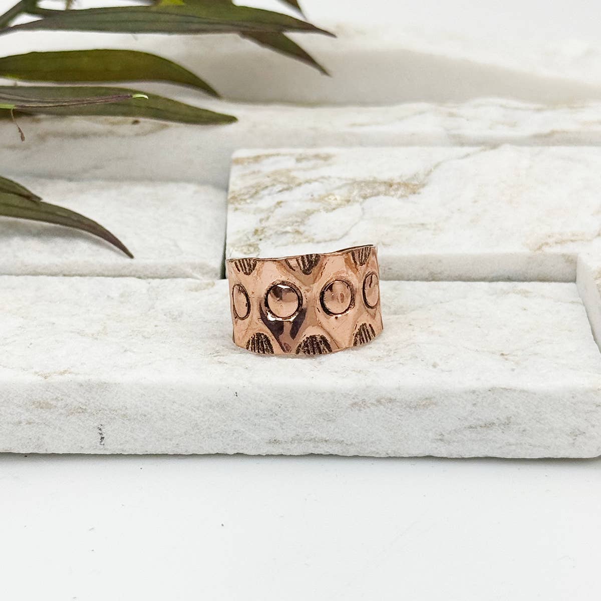 Handcrafted Copper Geo Dots Ring
