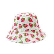 Block-Printed Canvas Strawberries Bucket Hat