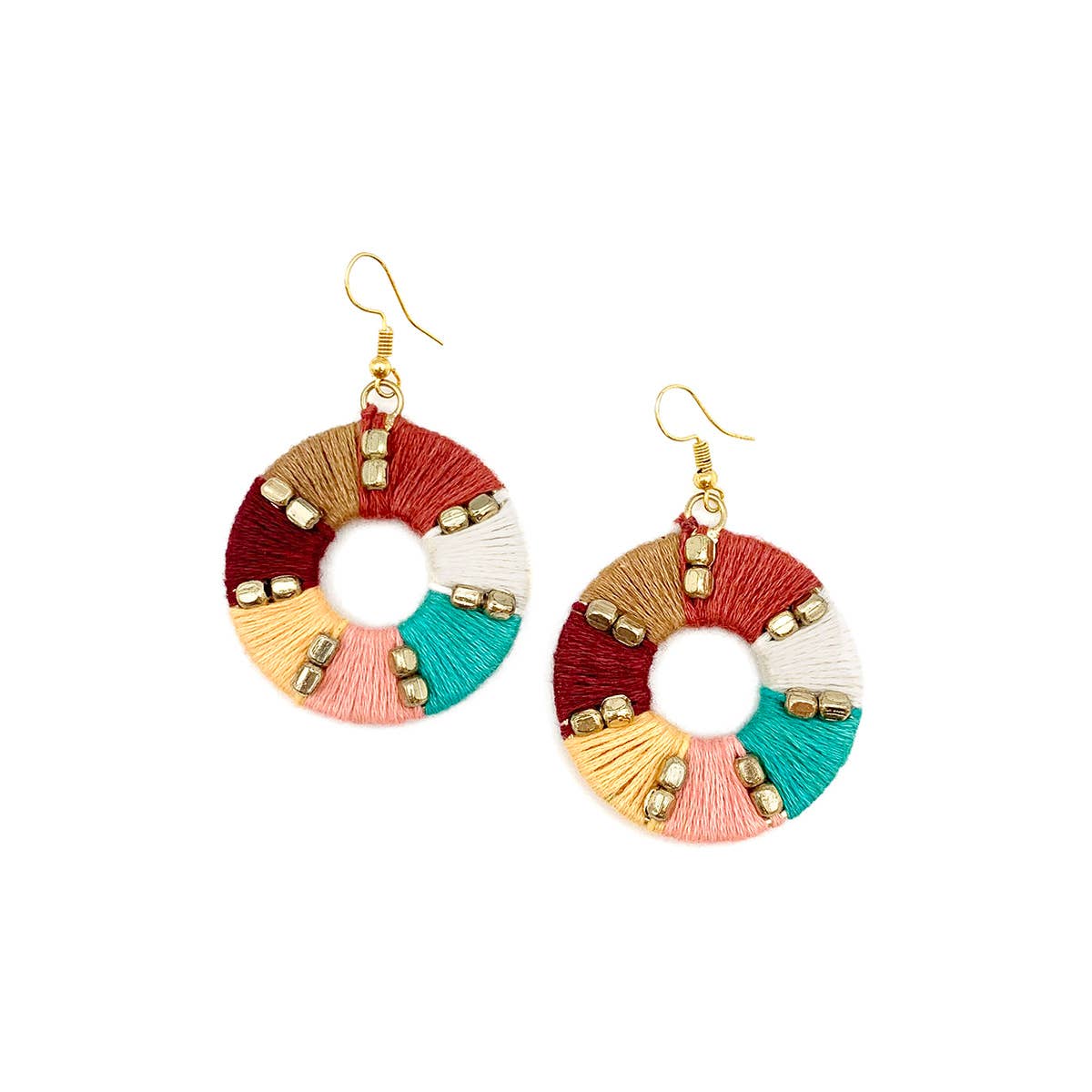 Sachi Warp & Weft Collection Earrings - Fabric Wrapped Rings