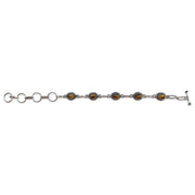 Tanvi Silver Link Bracelet - Tigereye Ovals