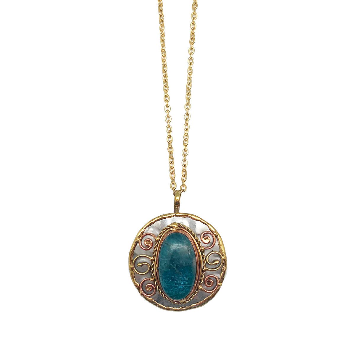 Mixed Metal and  Apatite Stone Pendant