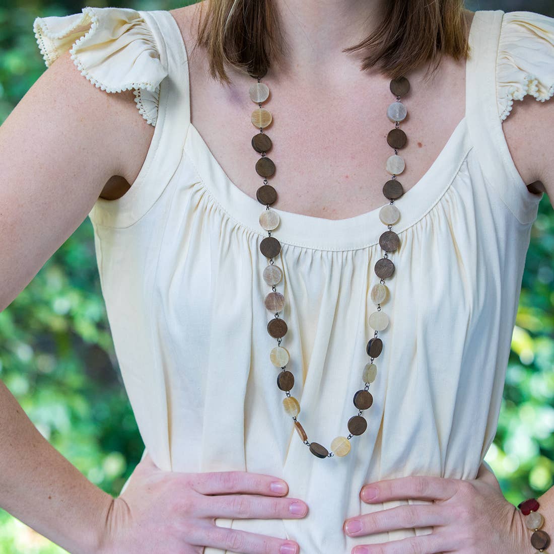 Omala Autumn Neutrals Collection Necklace - Long Round Beads