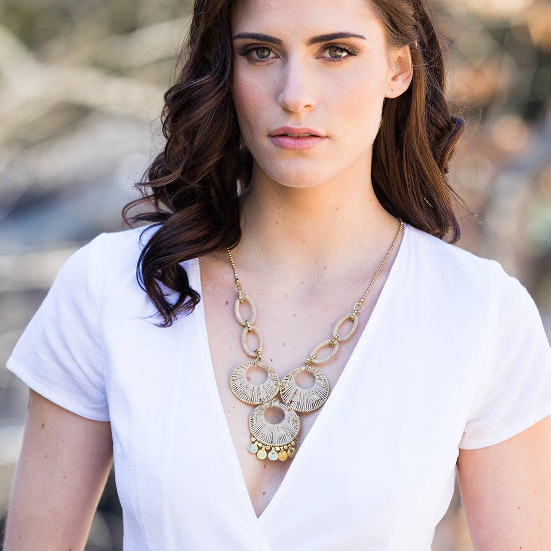 Sachi Bohemian Neutrals Collection Necklace - 3 Jute Rings