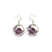 Pewter Earrings with Color Enamel - Jellyfish in Purple/Grey