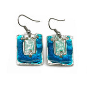 Pewter Earrings with Color Enamel - Teal/Aqua