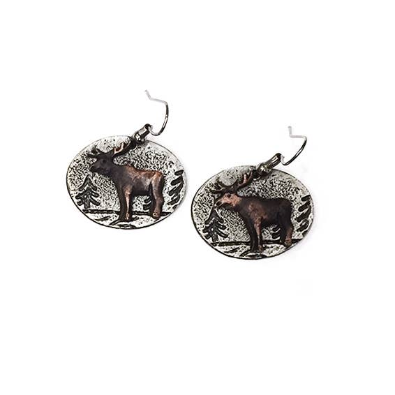 Pewter Earrings - Moose