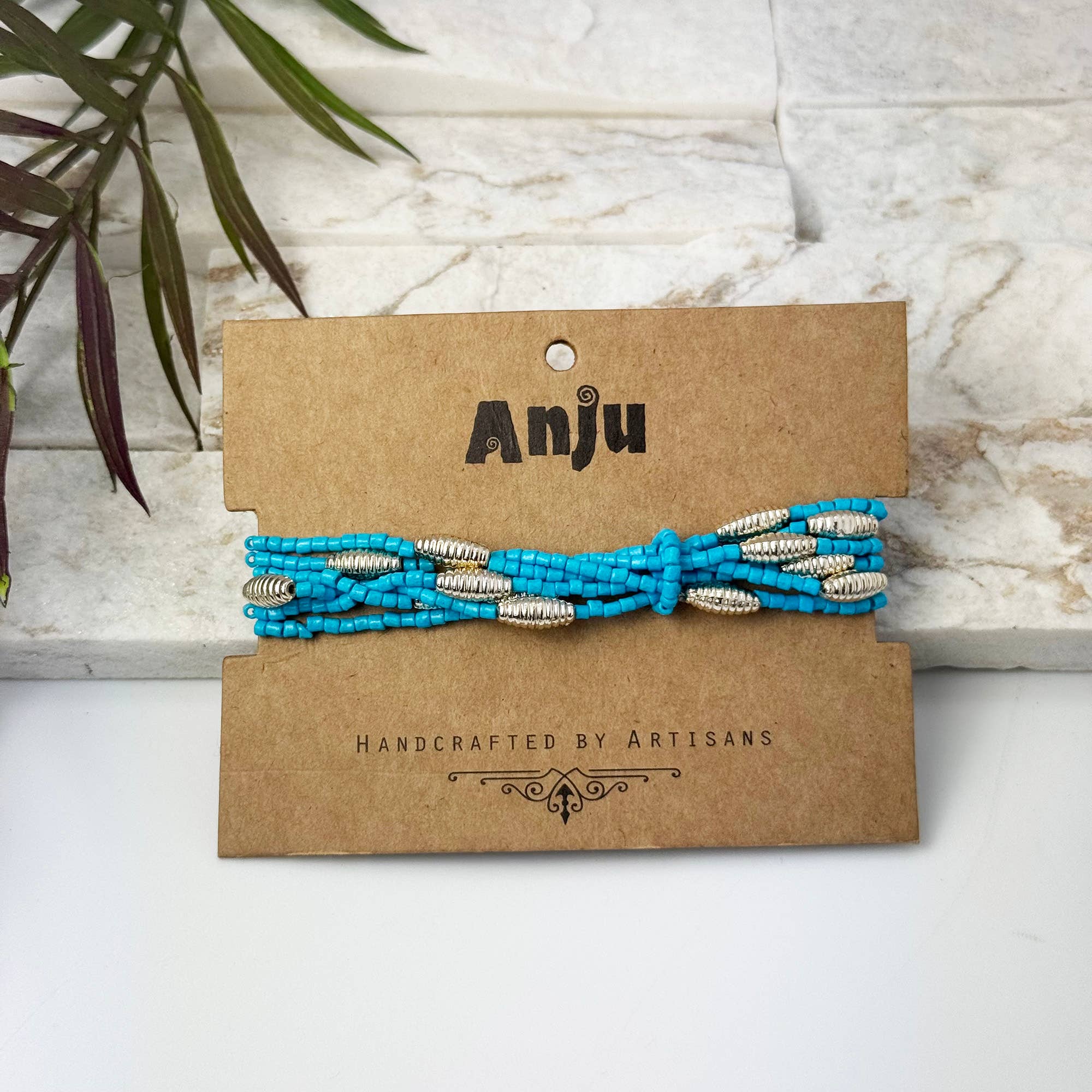 Seed Bead Stretch Bracelet - Ocean Blue