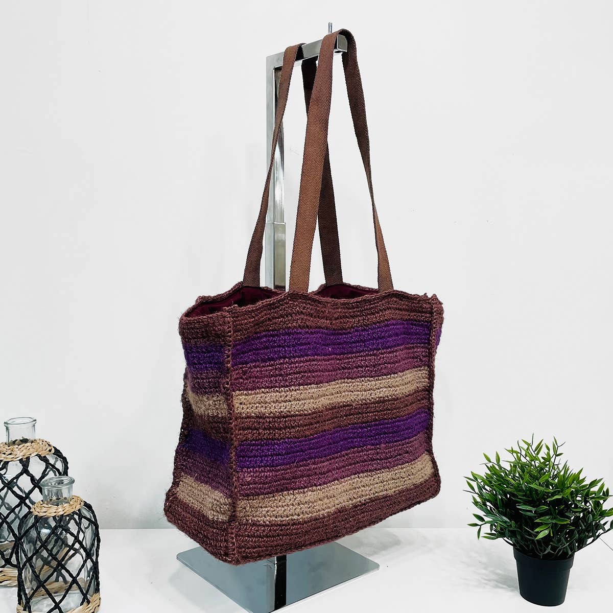 Anya Bag - Large Box Bag with lining -  Brown tones