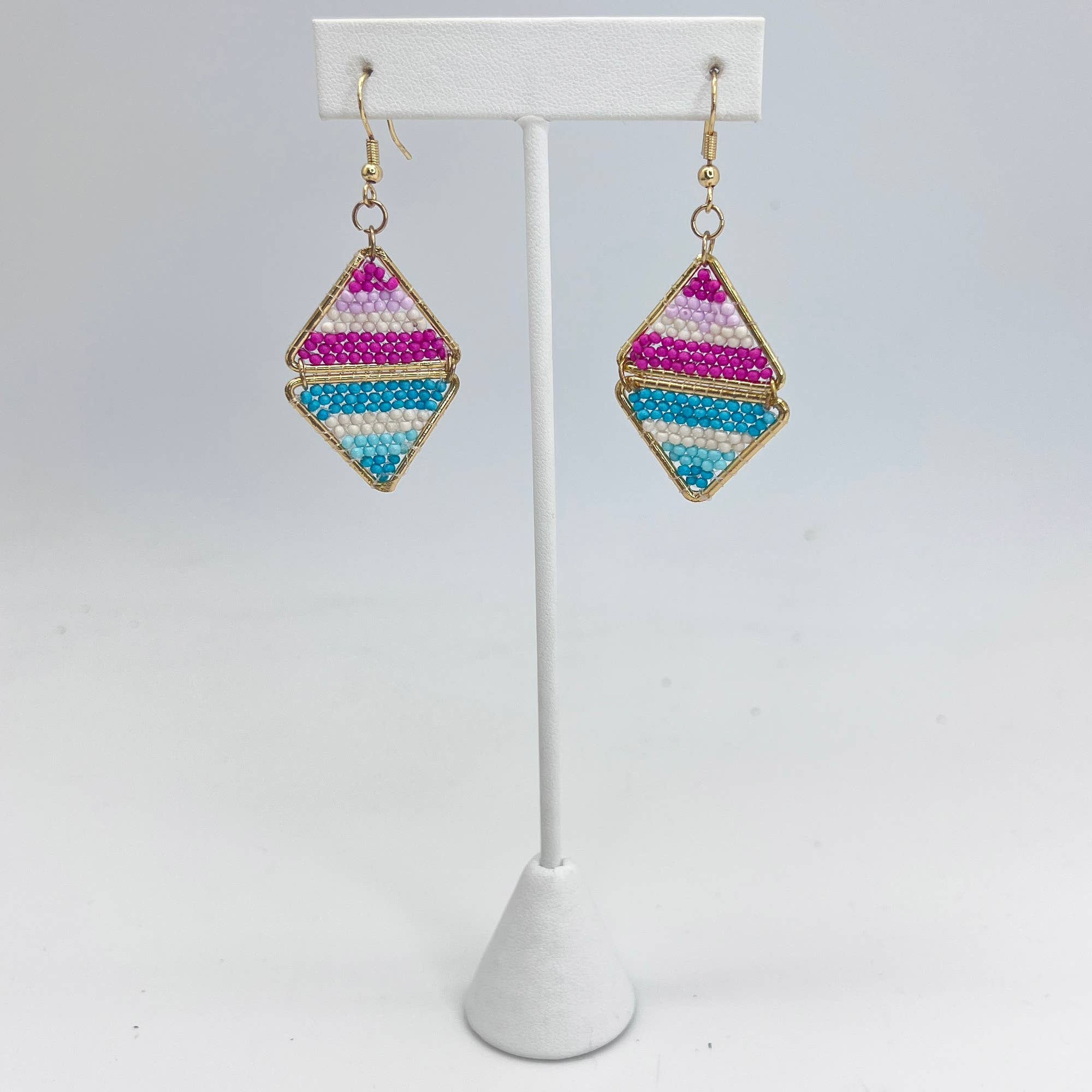 Seed Bead Layered Triangles Earrings - Multiple Color Styles