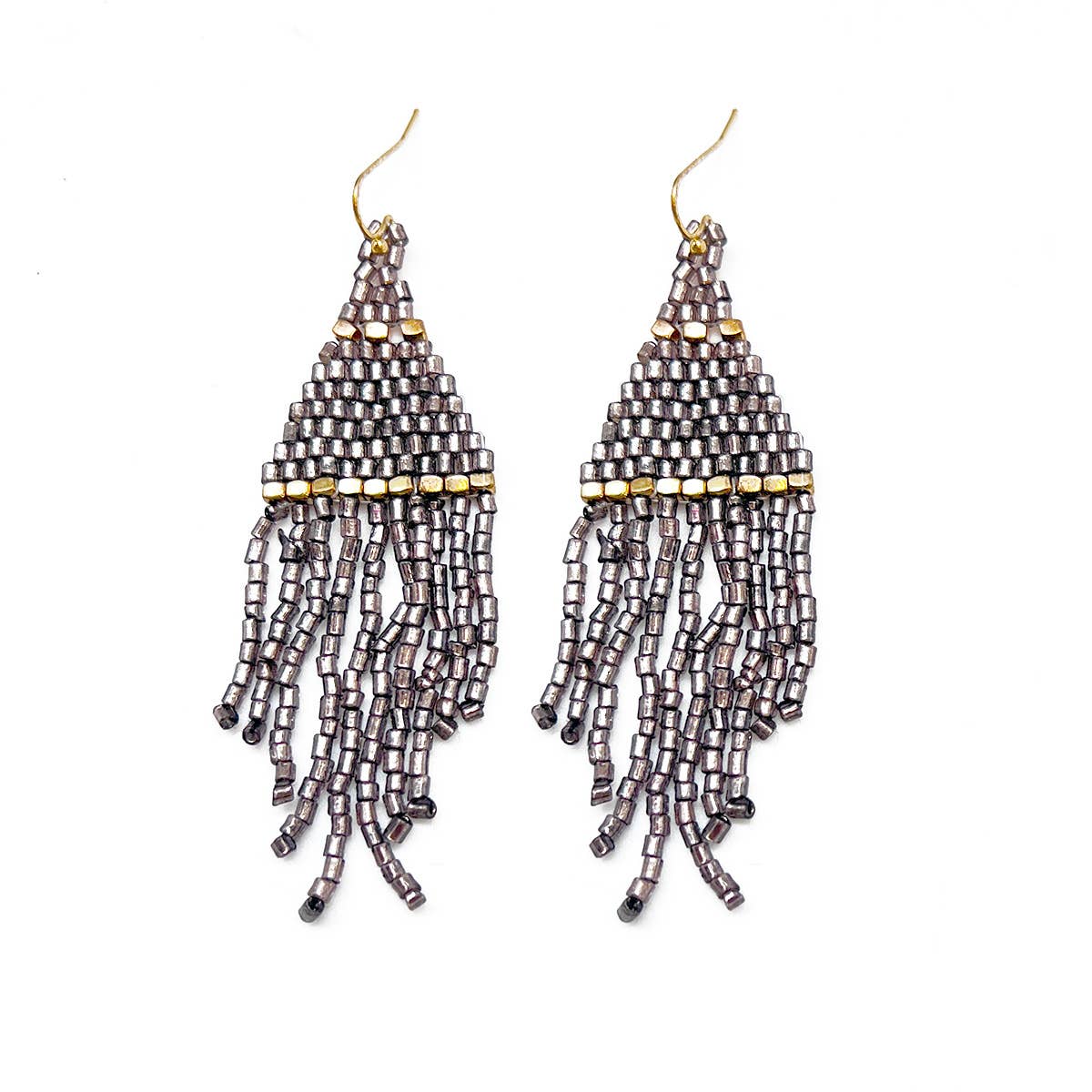 Seedbead Tapered Fringe Earrings - Multiple Color Styles