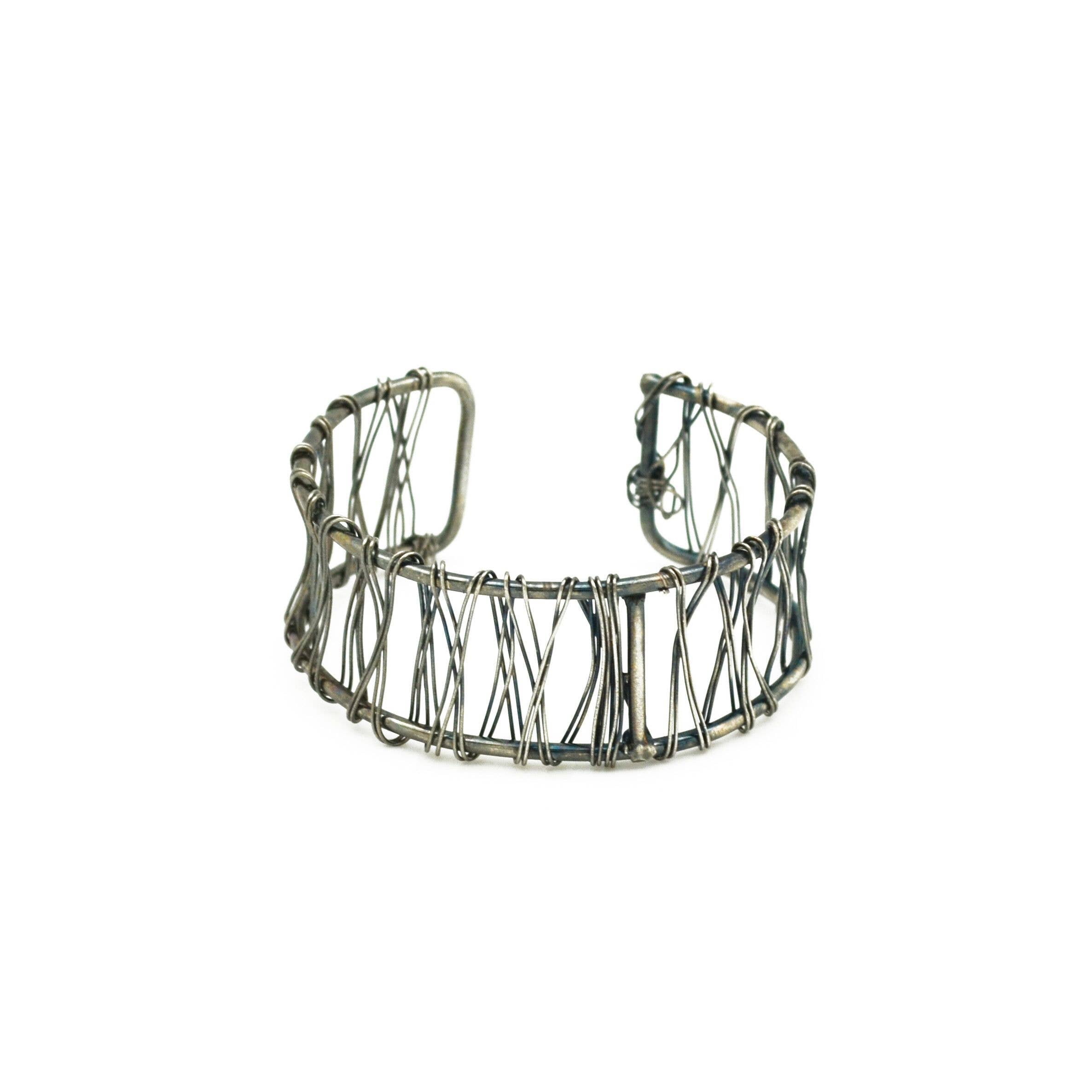 Basketweave Antique Silver Loose Weave Cuff