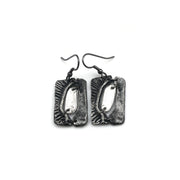 Pewter Earrings - Oval In Rectangle