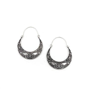 Tanvi Collection Earrings - Silver Curly Filigree Crescents