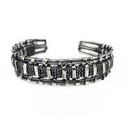 Basketweave Three Narrow Bands Woven Cuff