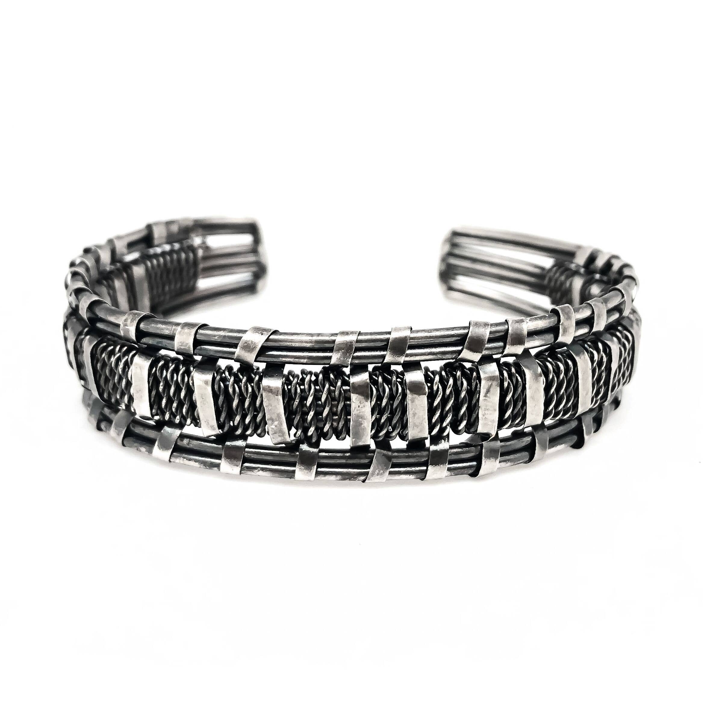 Basketweave Three Narrow Bands Woven Cuff
