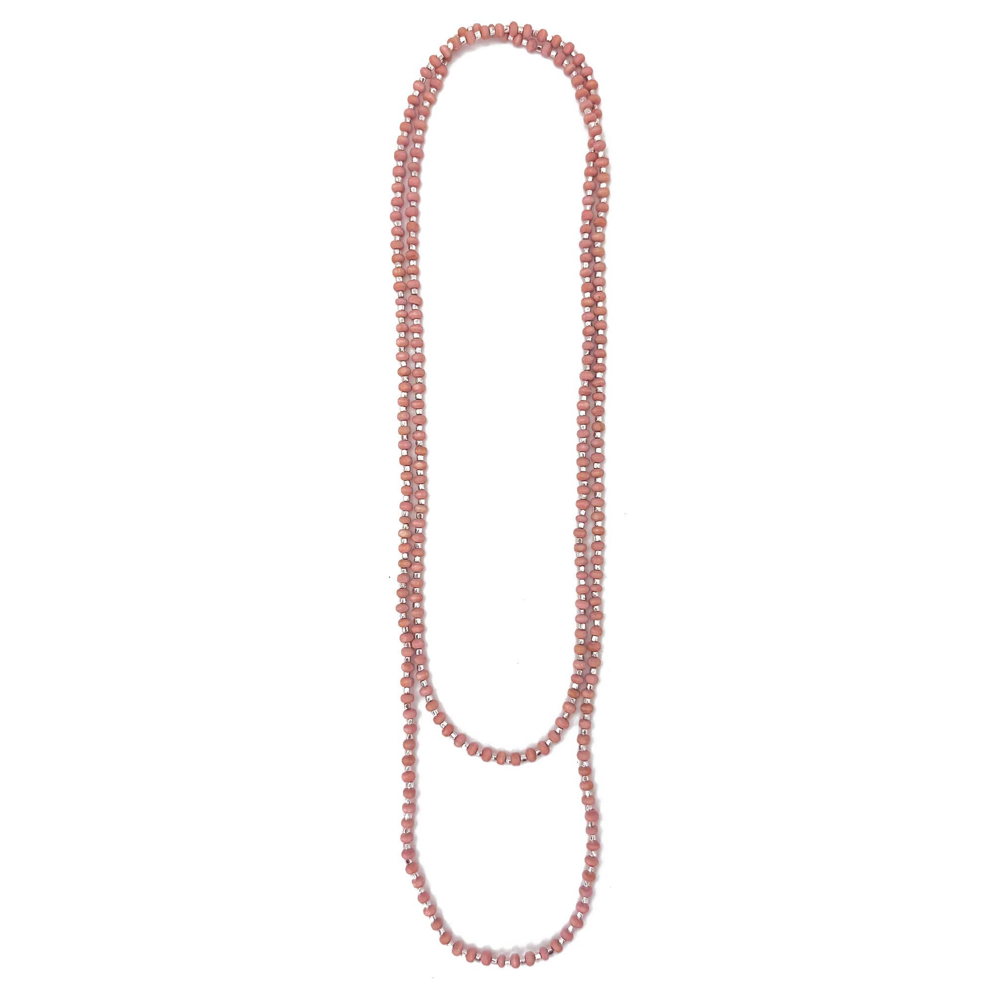 Sachi Long Wood Bead Necklace - Pink