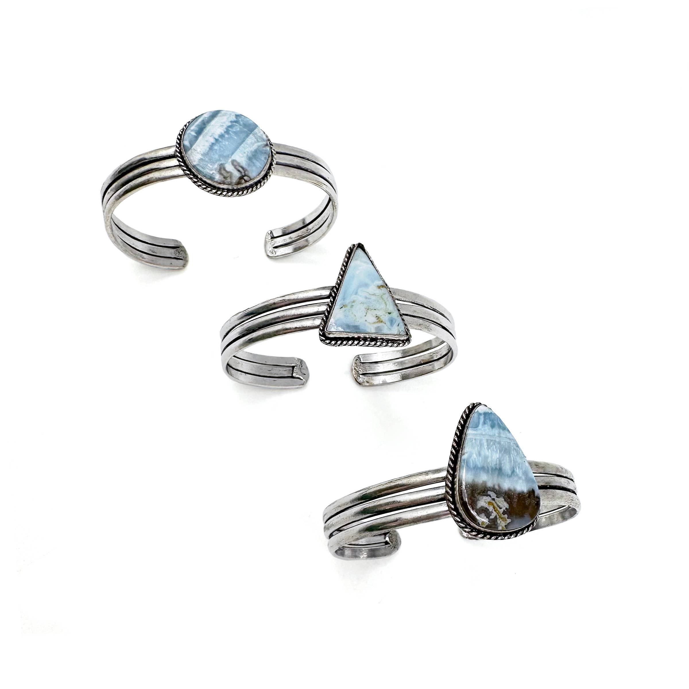 Handcrafted Kashi Semiprecious Stone Cuff - Blue Opal