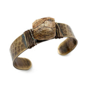 Banjara Hammered Cuff With Stone - Picture Jasper