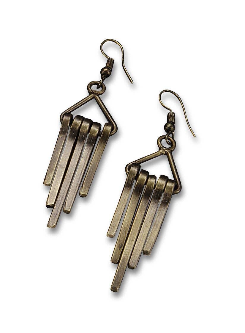 Banjara Triangle Earrings - Antique Brass Bars
