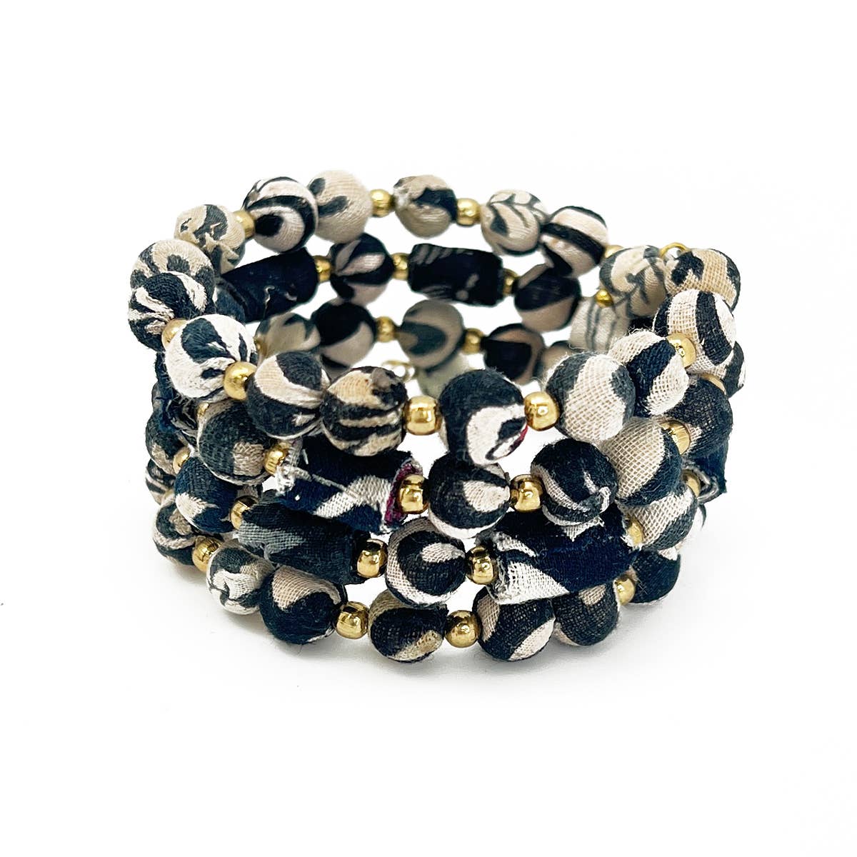 Aasha Monochrome Coil Kantha Beaded & Handcrafted Bracelet