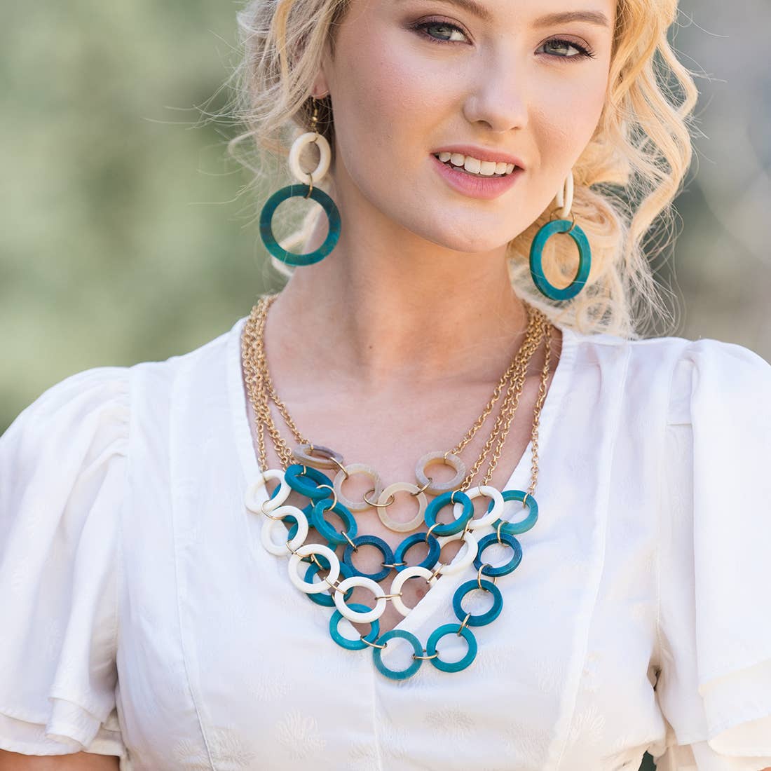Omala Azure Coast Collection - Layered Rings Necklace