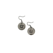 Cancer Zodiac Pewter Glyph Earrings