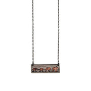 Pewter Necklace - Elephants in Rectangle