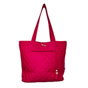 Aviva Collection - Quilted Solid Cotton Shopper Tote - Fuchsia