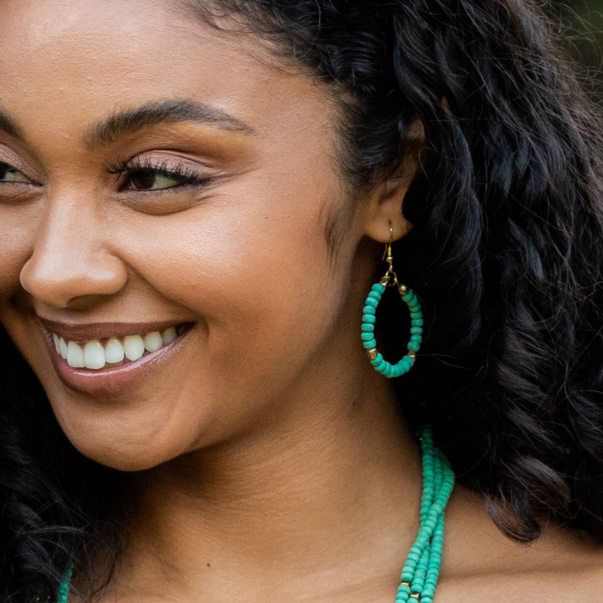 Sachi Chromatic Hues - Sea Green Hoop Earrings