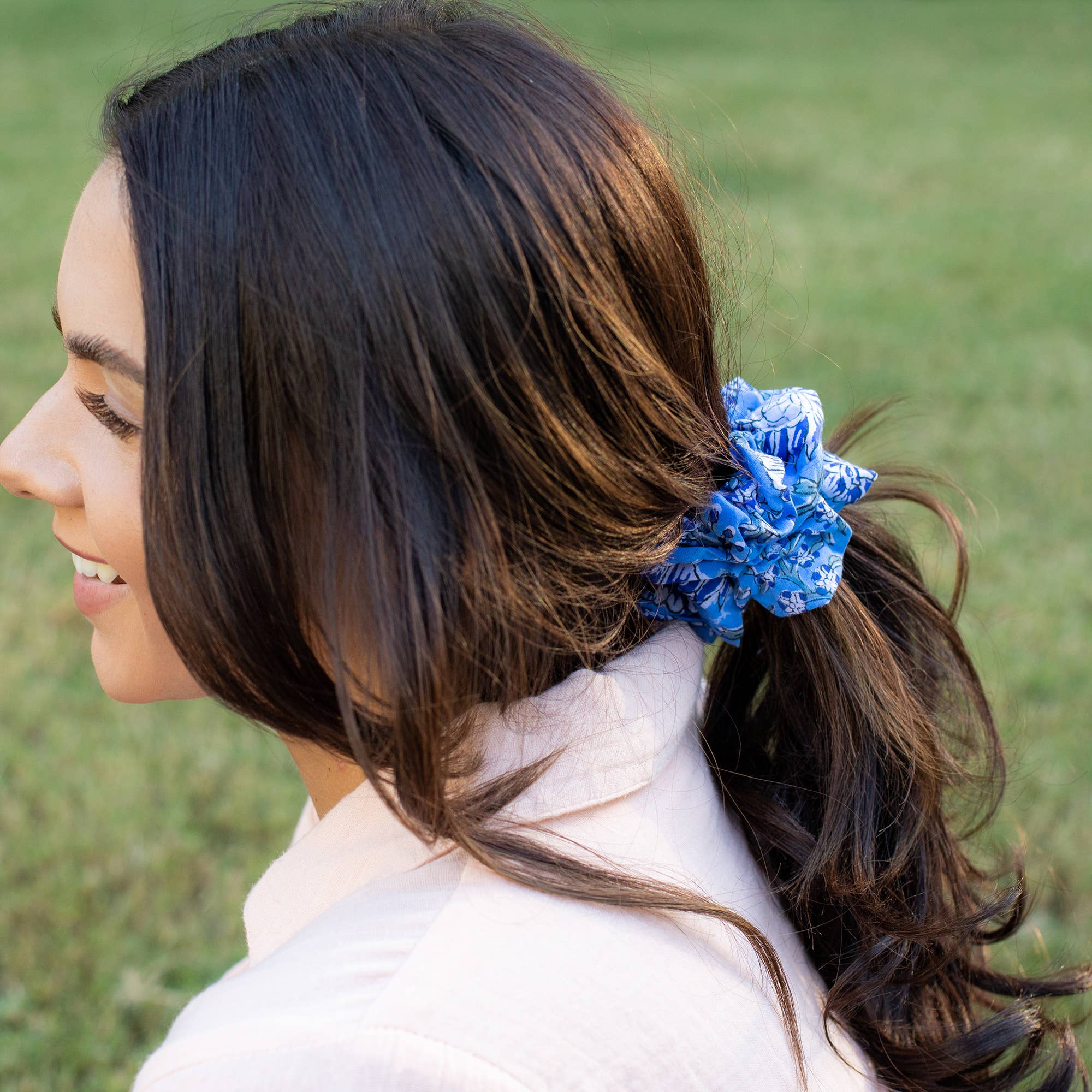 Block Printed Hair Accessories - Three Medium Scrunchies