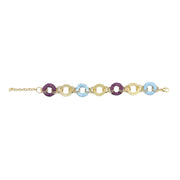 Sachi Raffia Rings Bracelet - Purple and Blue Small Rings