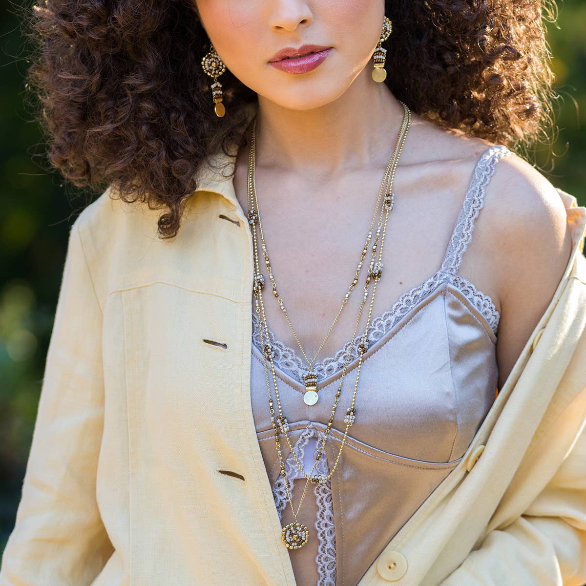 Sachi Coffee & Cream Collection Necklace - Tiny, Small Discs