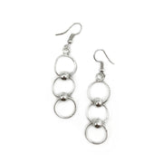 Silver Plated Earrings - Three Connected Rings