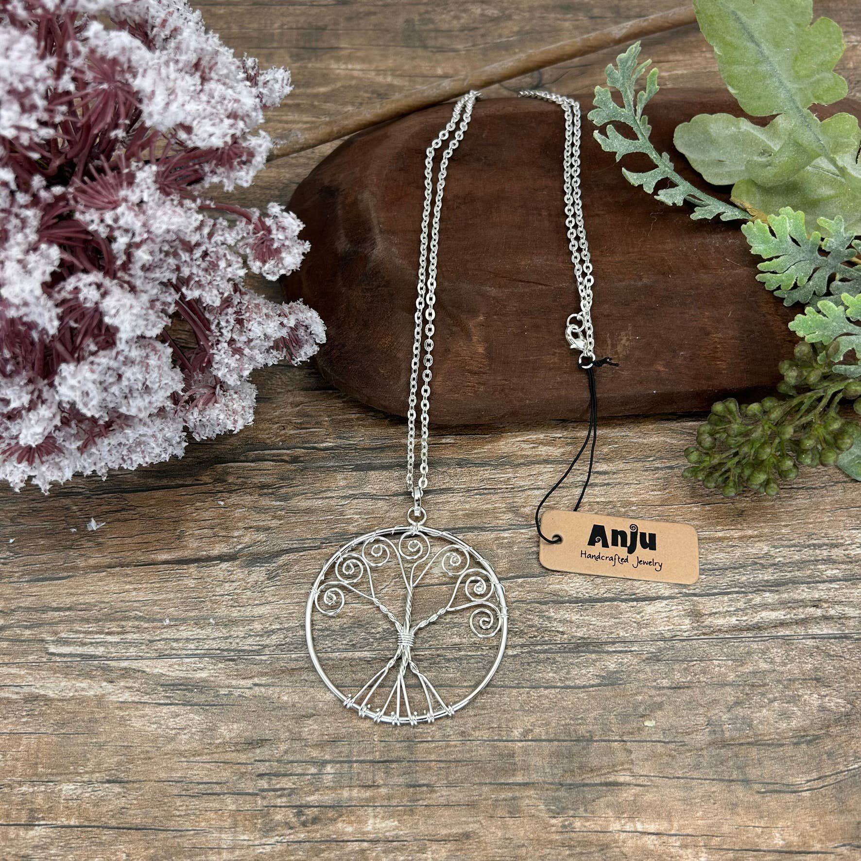 Silver Plated Pendant Necklace - Tree of Life