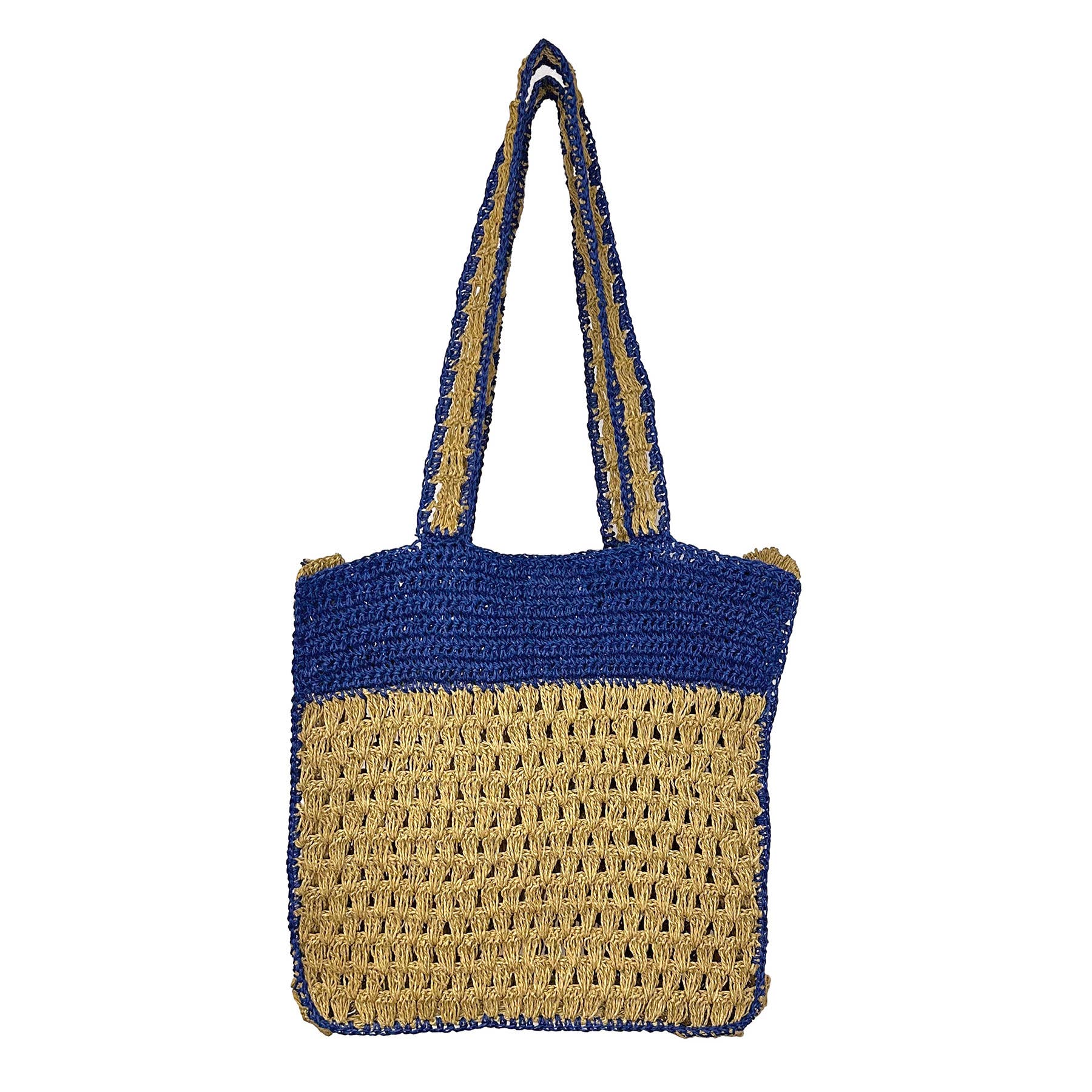 Mirasol Woven Jute Shoulder Bag - Blue