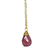 Gold-Plated Strawberry Quartz Teardrop Necklace