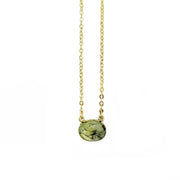 Gold Plated Necklace with Semi-Precious Stone - Prehnite