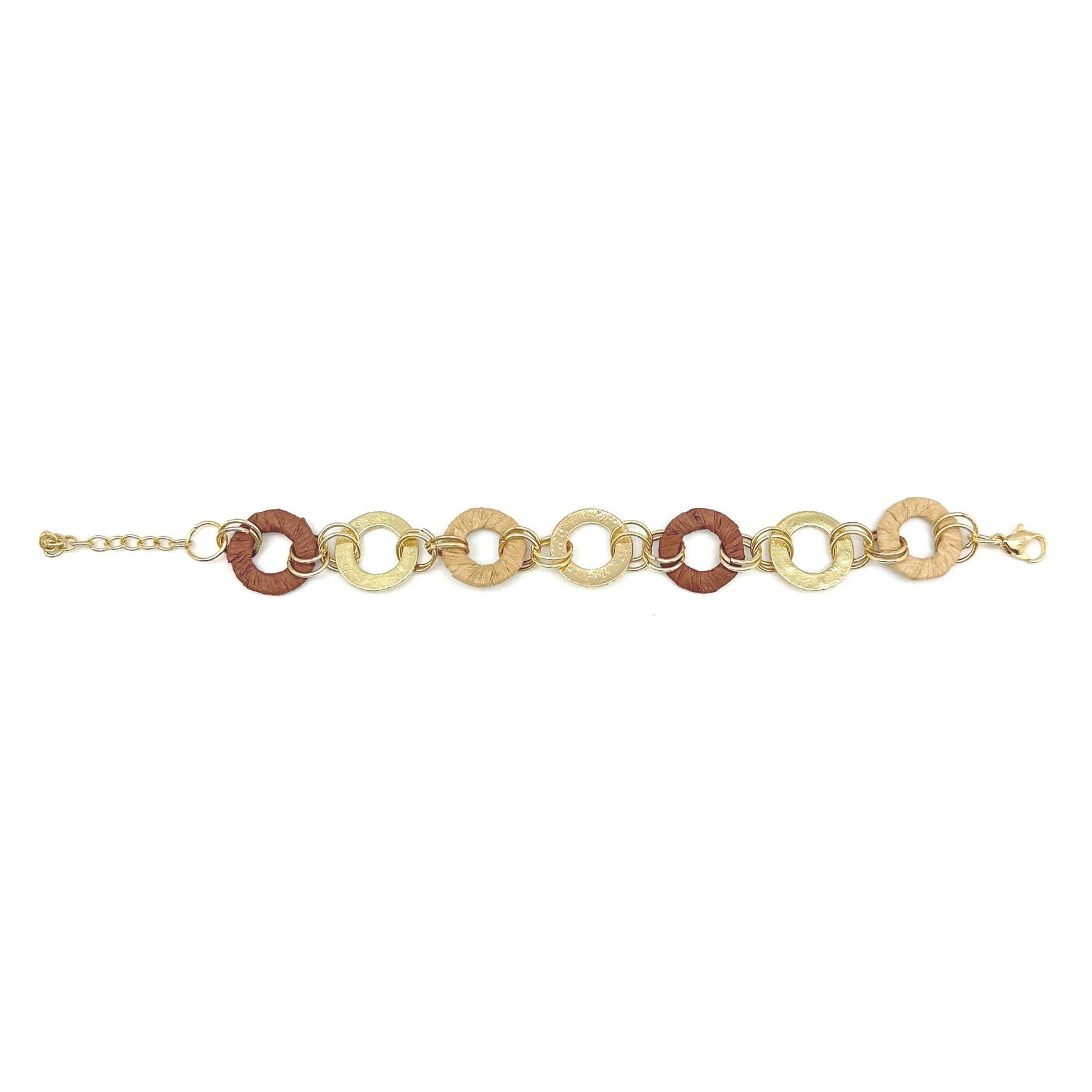 Sachi Raffia Rings Bracelet - Tan and Brown Small Rings