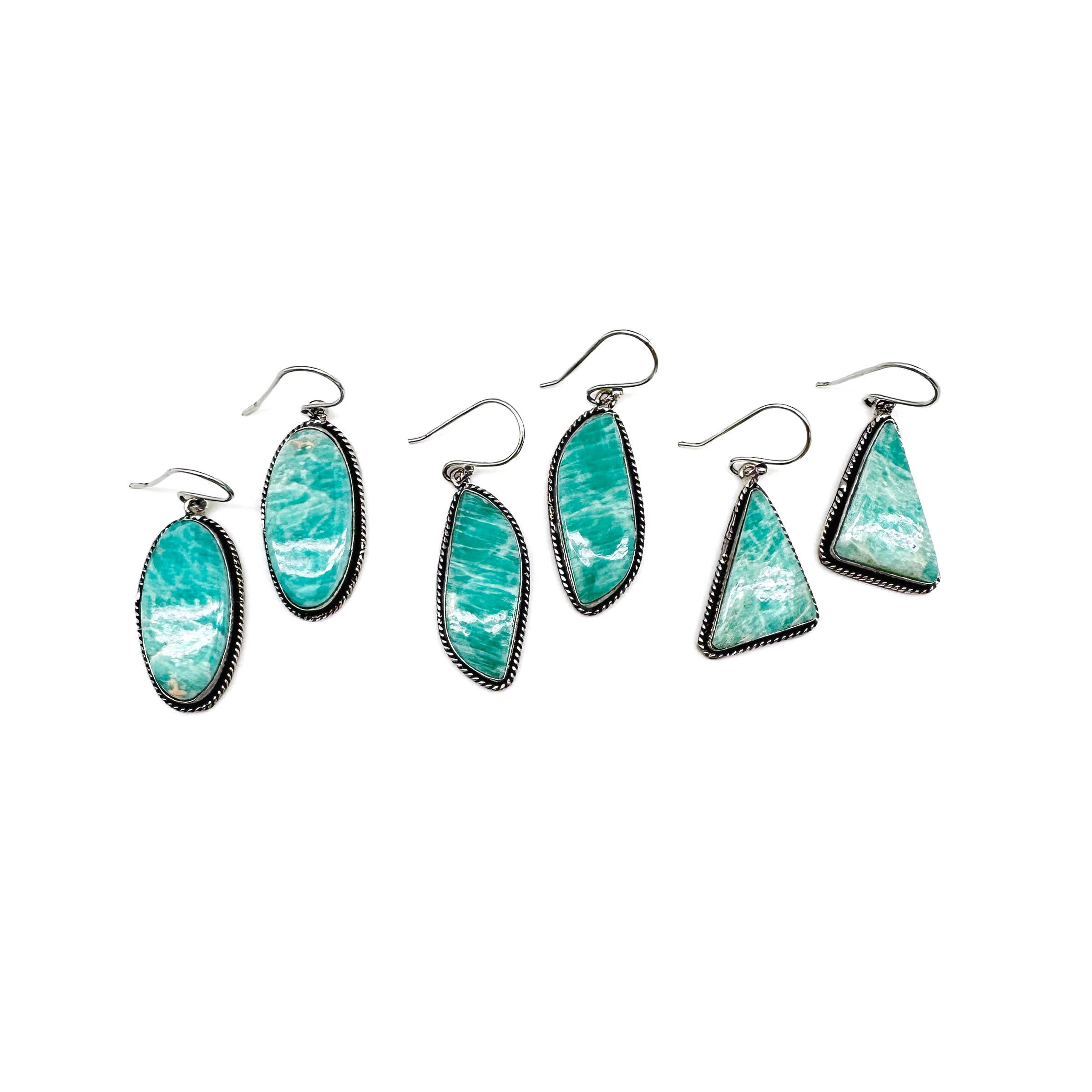 Handcrafted Kashi Semiprecious Stone Earrings - Amazonite