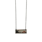 Pewter Necklace - Mama Bear and Bear Cub in Rectangle