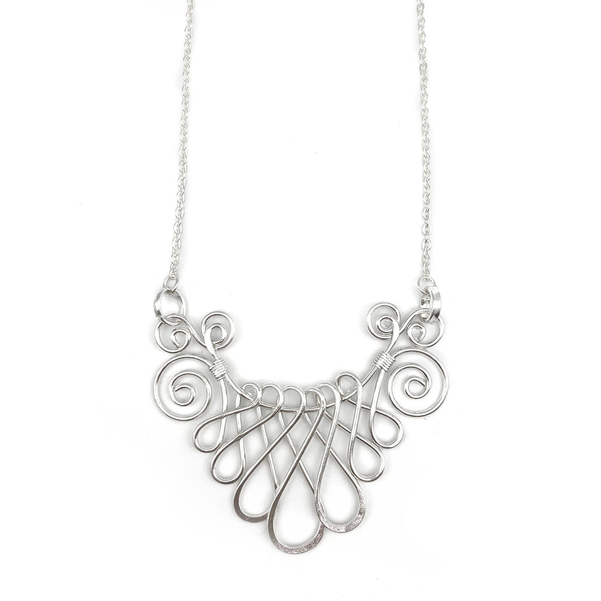 Silver Plated Necklace - Fanned Scrolls