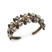Wire-Wrapped Stone Cuff - Antique Brass and Dalmatian Jasper