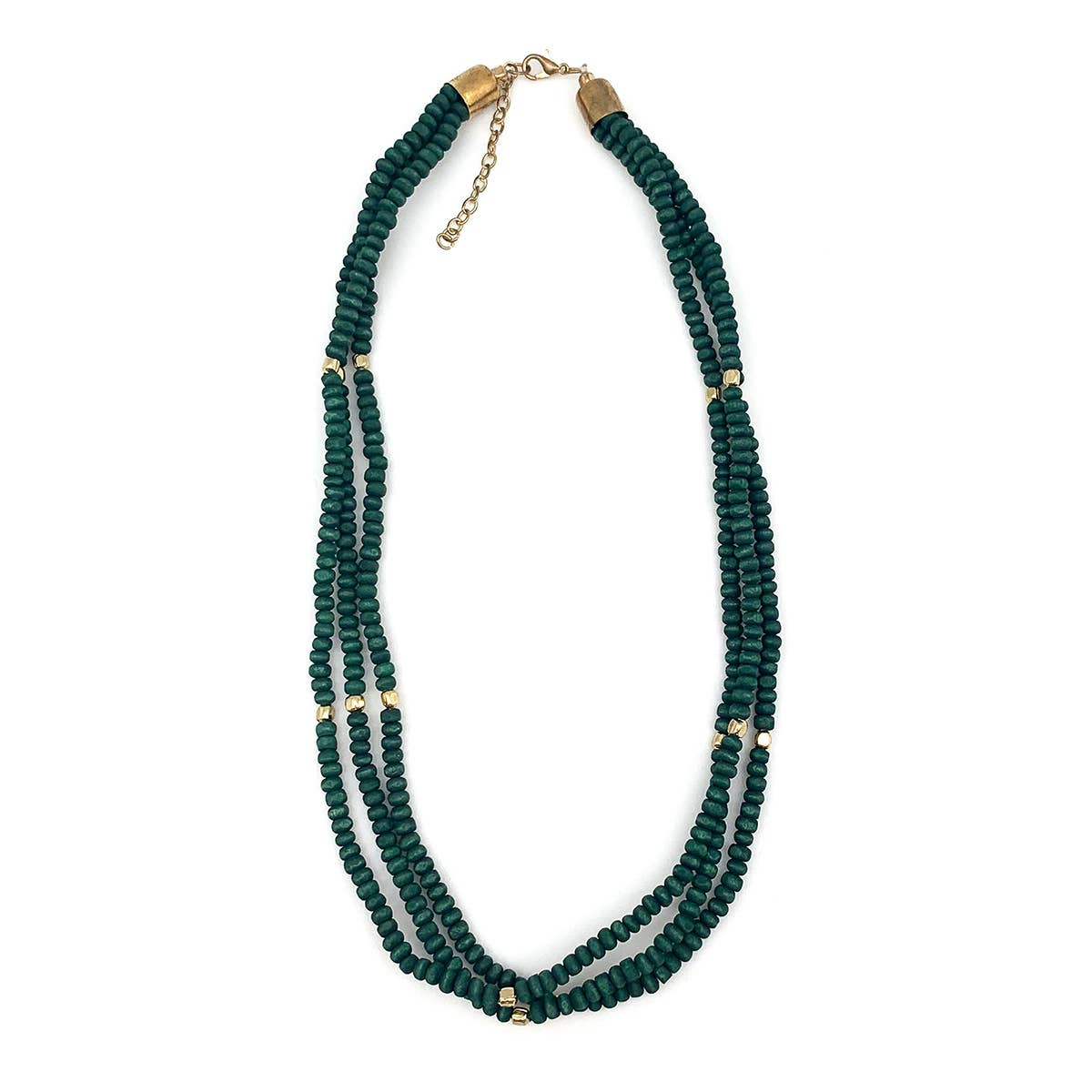 Sachi Chromatic Hues- Dark Green Short Multi-Strand Necklace
