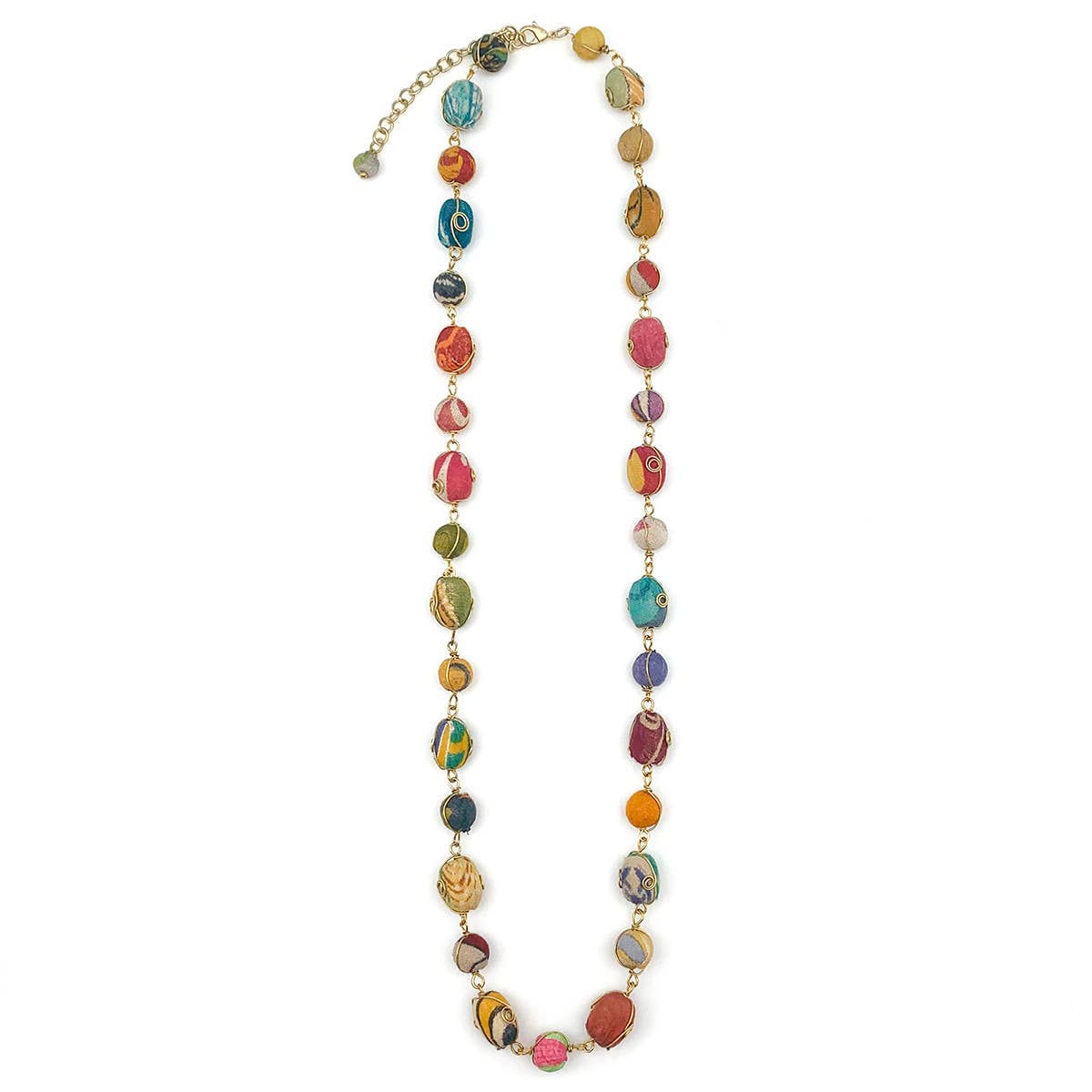 Aasha Brass Curled Wire Beads Mid-Length kantha Necklace