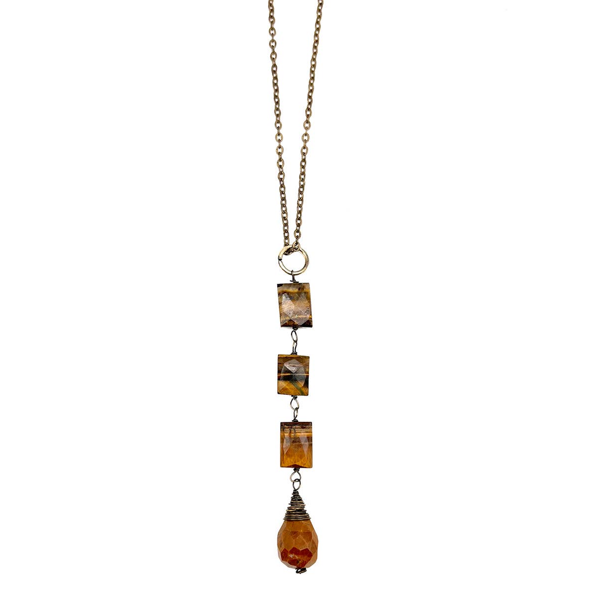 Banjara Cascading Stones Necklace - Tigereye, Camel Jasper