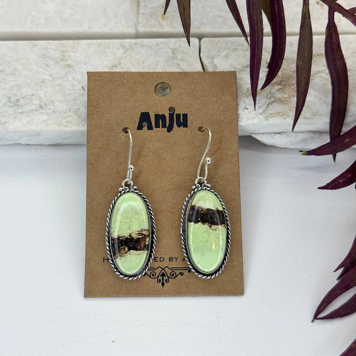 Handcrafted Semiprecious Stone Earrings - Lemon Chrysoprase
