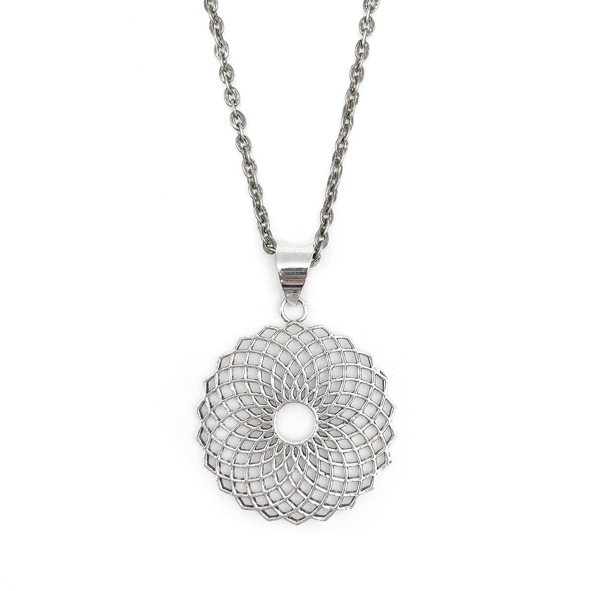 Tanvi Collection Necklace - Silver Mulitlayered Petals