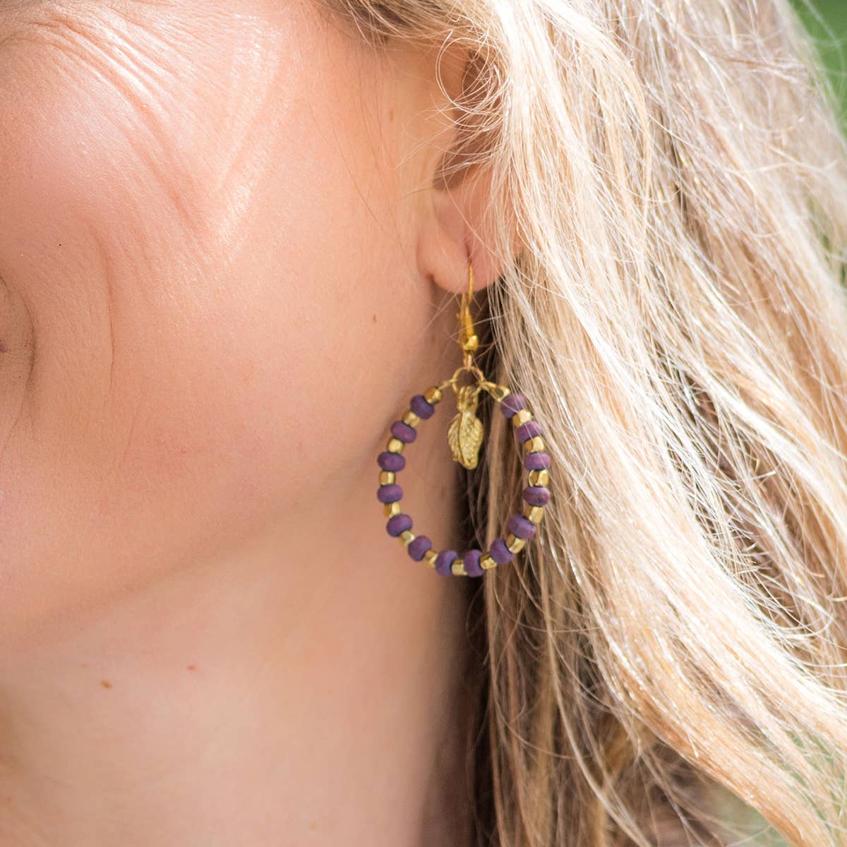 Sachi Mulberry Mix Collection Earrings - Purple Ring