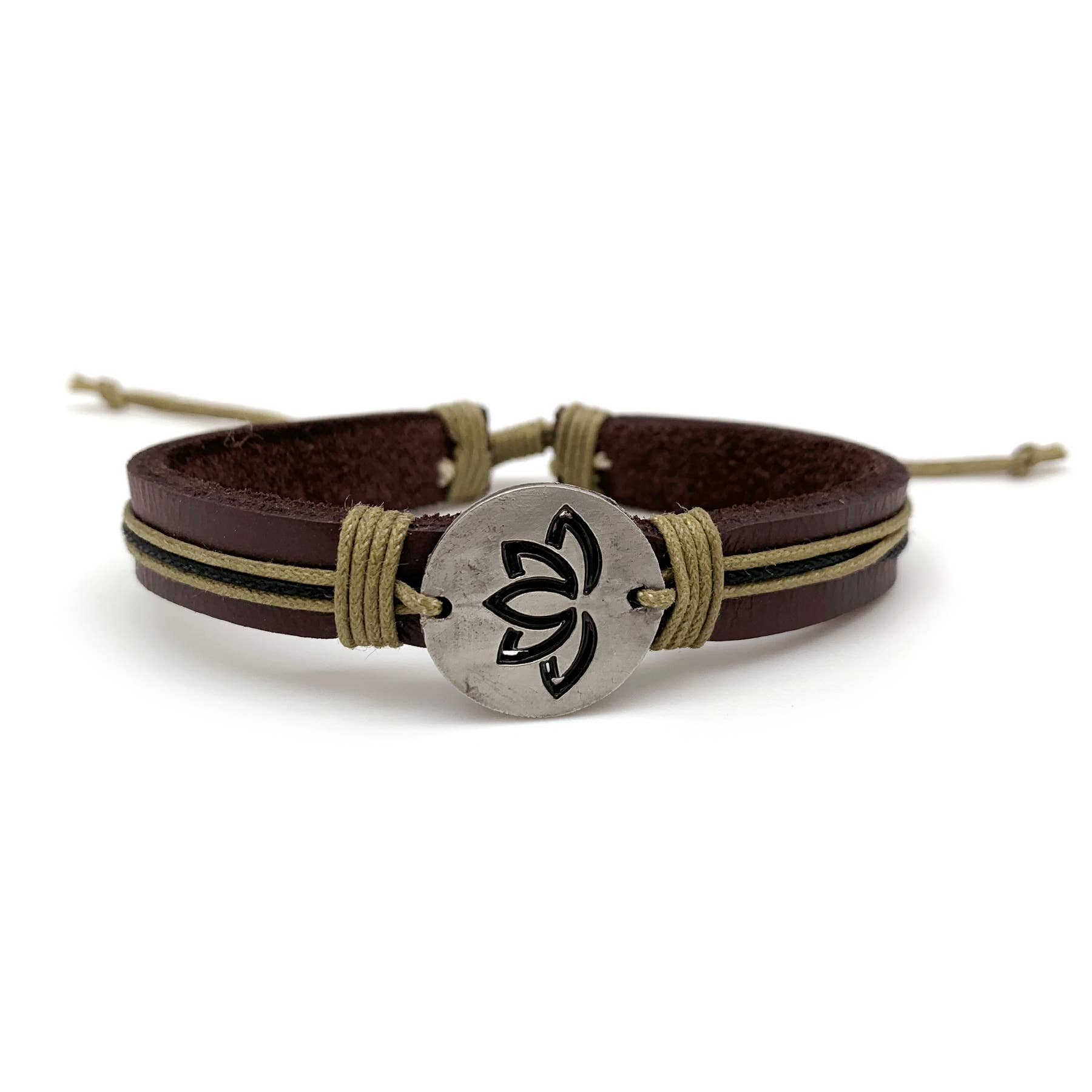 Pull Tie Leather Bracelet - Lotus